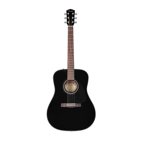 Fender 970110206 Acoustic Guitar, with 2-Year Warranty, CD-60 Dreadnought V3 Classic Design with Rounded Walnut Fingerboard and Alloy Steel Strings, Glossed Black Finish, Spruce Top, Includes Hard-Shell Case