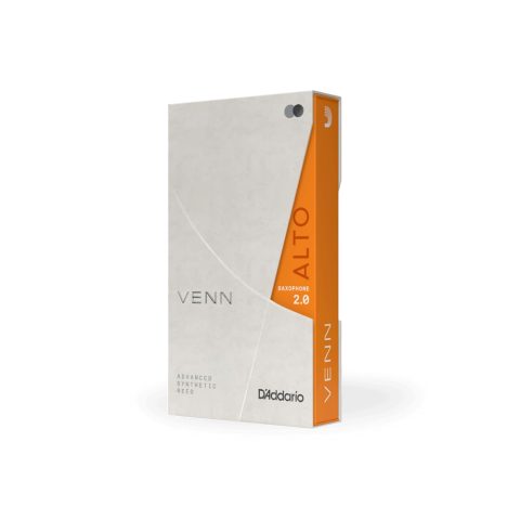 D'Addario VAS0120G2 VENN G2 Synthetic Alto Saxophone Reeds - Alto Sax Reeds with Advanced Synthetic Reed Construction of Polymer Fibers, Resin, Natural Cane - Strength 2.0