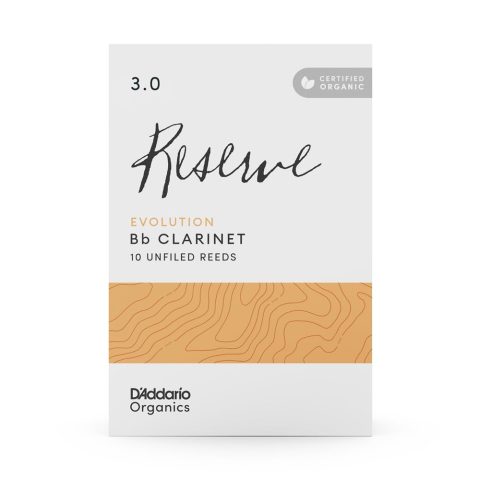 D'Addario ODCE1030 Organic Reserve Evolution Bb Clarinet Reeds - Reeds for Clarinet - Individually Sealed - 3.0 Strength, 10 Pack