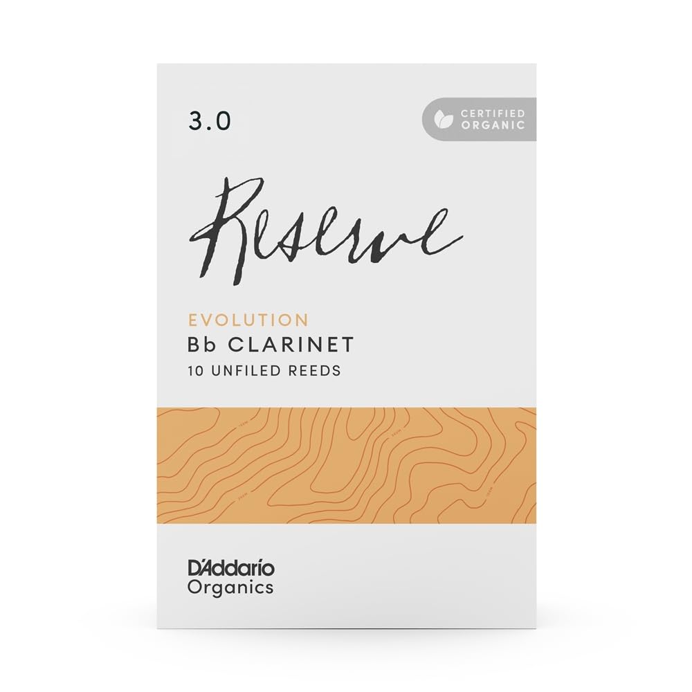 D'Addario ODCE1030 Organic Reserve Evolution Bb Clarinet Reeds - Reeds for Clarinet - Individually Sealed - 3.0 Strength, 10 Pack