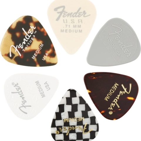 Fender 1980100300 Material Medley Guitar Picks 351 Shape, Multi-Color, Medium, 6-Pack