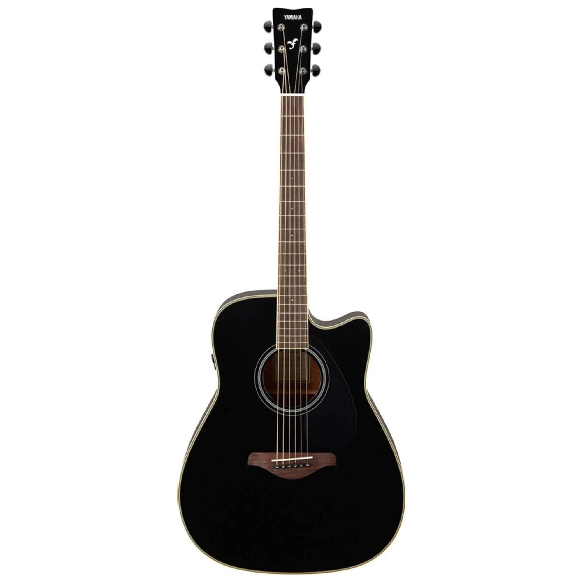 Yamaha FGC-TA BL FGC-TA Dreadnought Cutaway Transacoustic Guitar w/ Chorus and Reverb, Black