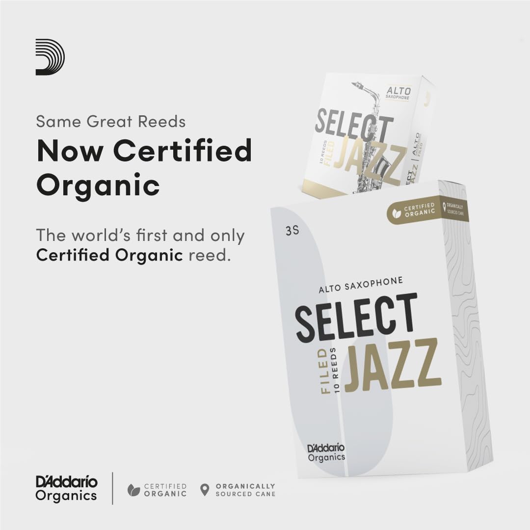 D'Addario ORSF10ASX3S Organic Select Jazz Filed Alto Sax Reeds 3 Soft, 10-Pack - Image 3