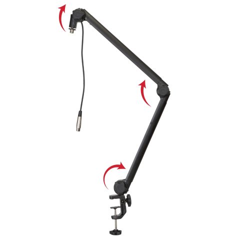 Gator GFWMICBCBM3000 Frameworks Deluxe Desk-Mounted Broadcast Microphone Boom Stand For Podcasts & Recording, Integrated XLR Cable, (GFWBCBM3000)
