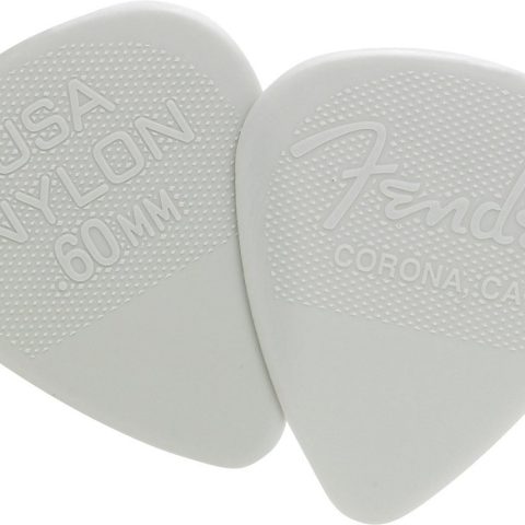 Fender 0986351750 Nylon Guitar Picks 351 Shape, Guitar Accessories, White, 0.60mm, 12-Pack