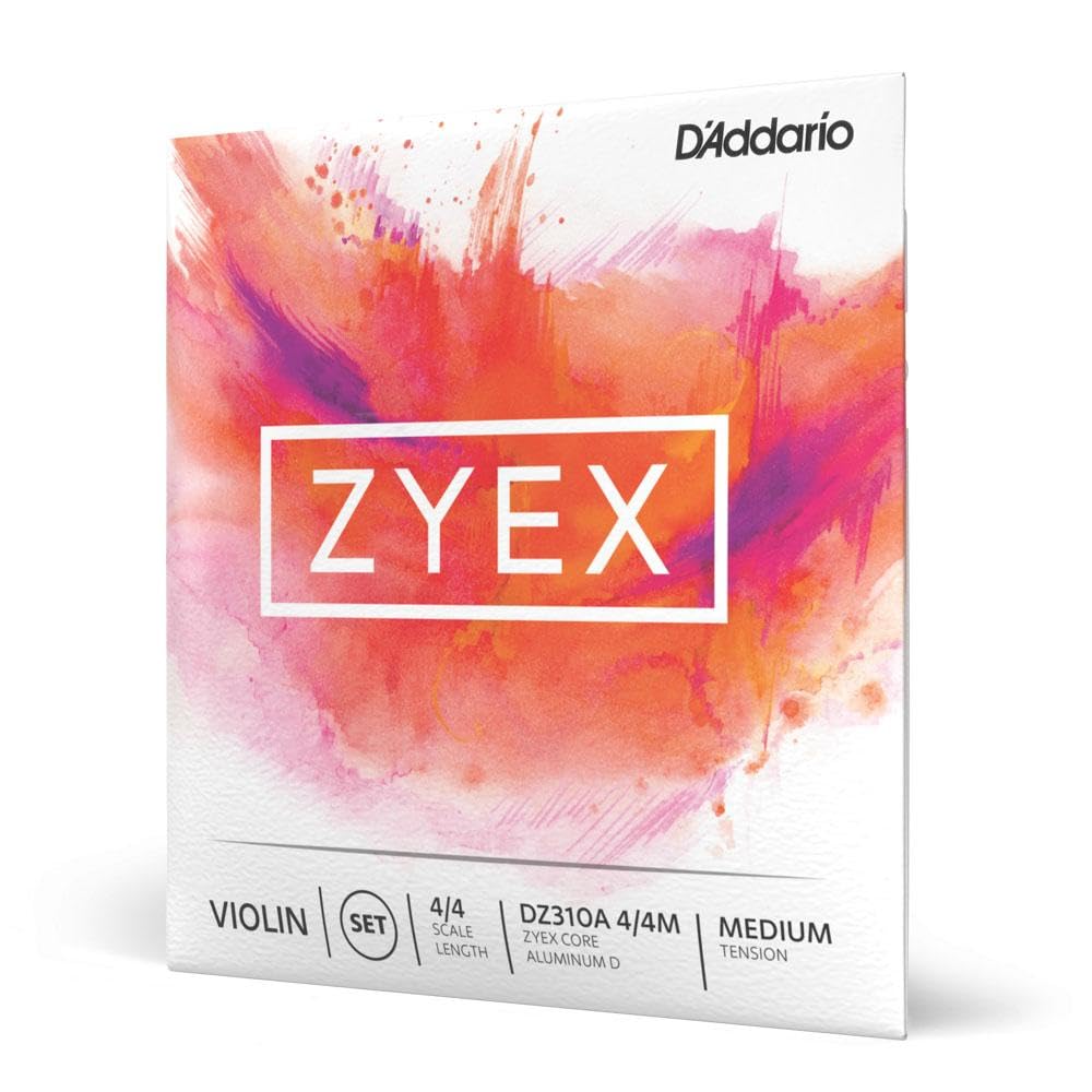 D'Addario DZ310A 4/4M Zyex Violin String Set with Aluminum D, 4/4 Scale, Medium Tension