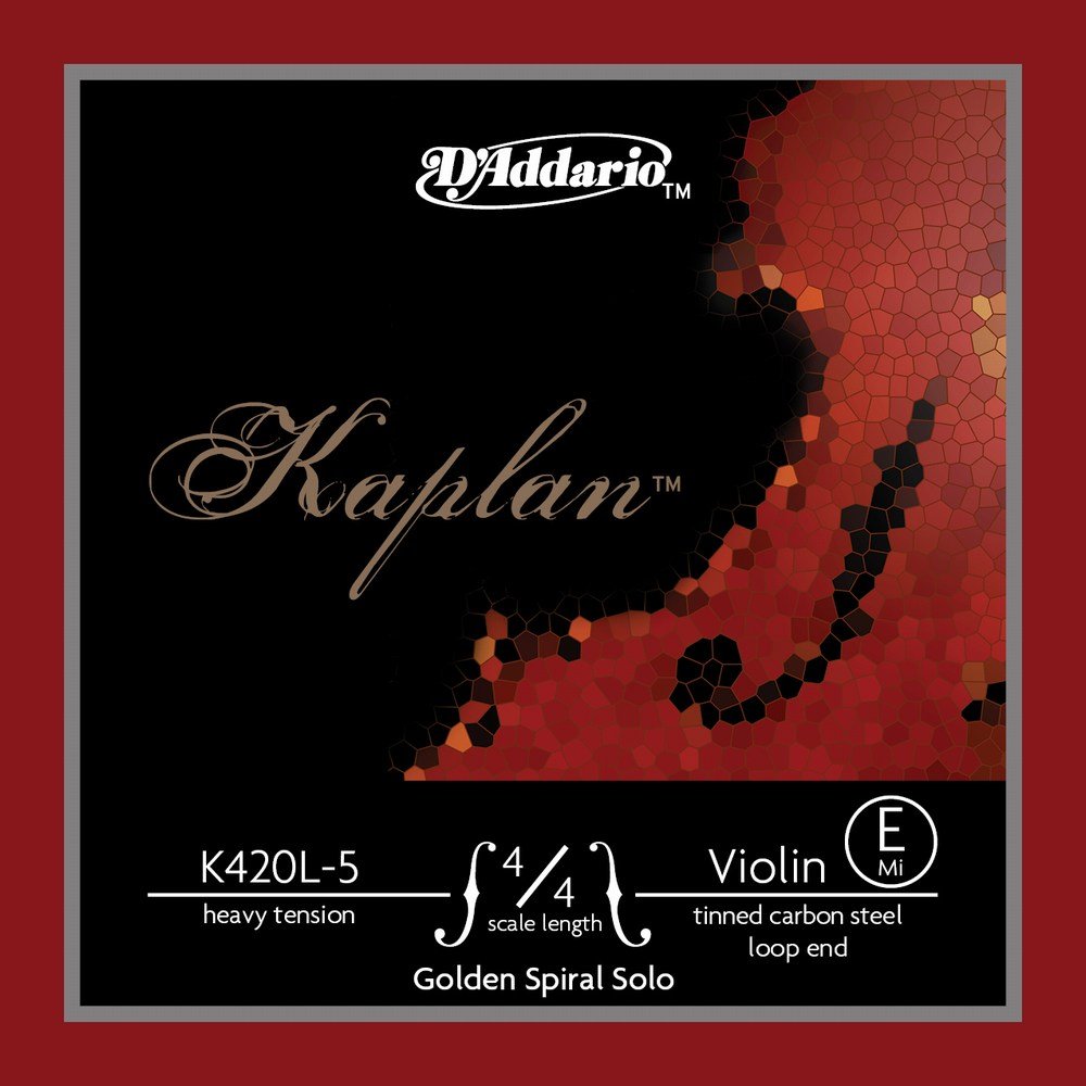 D'Addario K420L-5 Kaplan Golden Spiral Solo Violin String - Single E String - - Violin Strings - 4/4 Scale, Heavy Tension, Loop End