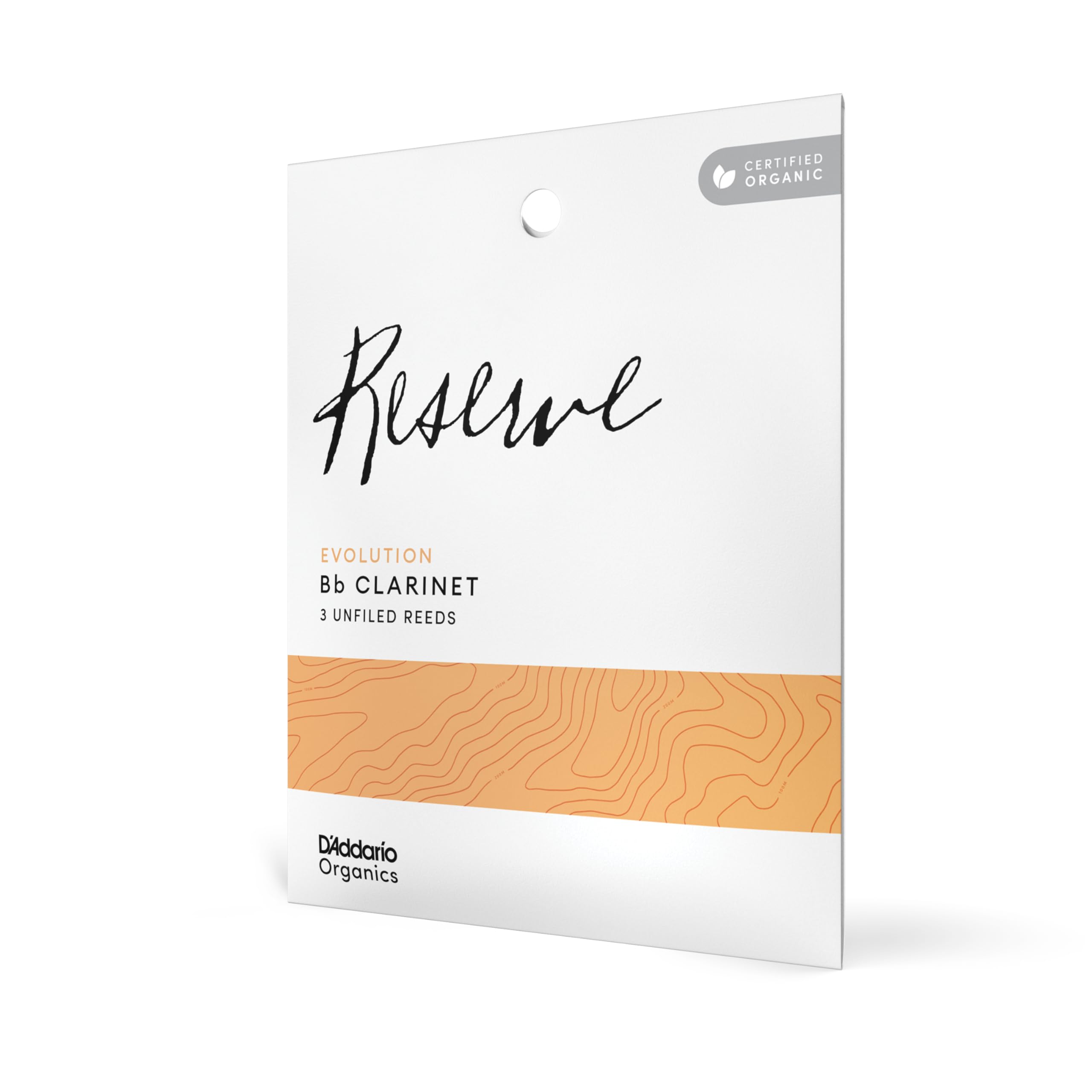 D'Addario ODCE03355 Organic Reserve Evolution Bb Clarinet Reeds - Reeds for Clarinet - Individually Sealed - 3.5+ Strength, 3 Pack