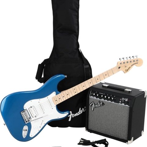 Fender 0372820002 Squier Affinity Series Stratocaster Electric Guitar Kit, Lake Placid Blue