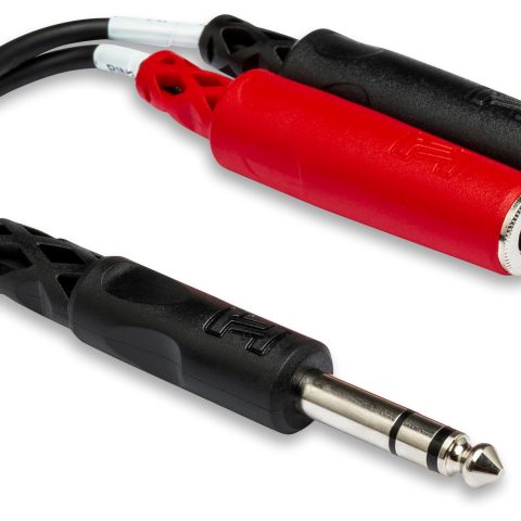 Hosa YPP-117 1/4 Inch TRS to Dual 1/4 Inch TSF Stereo Breakout Cable, 6 Inches