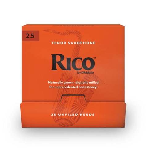 D'Addario RKA0125-B25 Rico Organic Tenor Saxophone Reeds Strength 2.5, 25-Pack