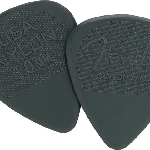 Fender 0986351900 Nylon Guitar Picks 351 Shape, Charcoal, Heavy Thickness, No-Slip Grip, American-Made, Durable, 12 Pack