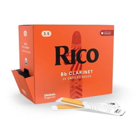 D'Addario RCA0135-B25 Rico Organic Bb Clarinet Reeds, Strength 3.5, Pack of 25