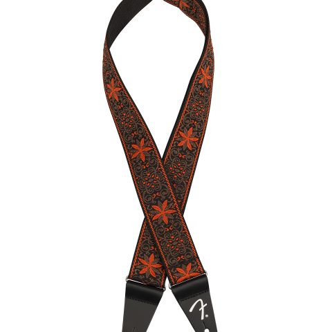 Fender 0990638028 Pasadena Woven Guitar Strap, Guitar Accessories, with 1-Year Warranty, Adjustable Length from 34" to 59", Leather Ends, 2in, Orange Wallflower