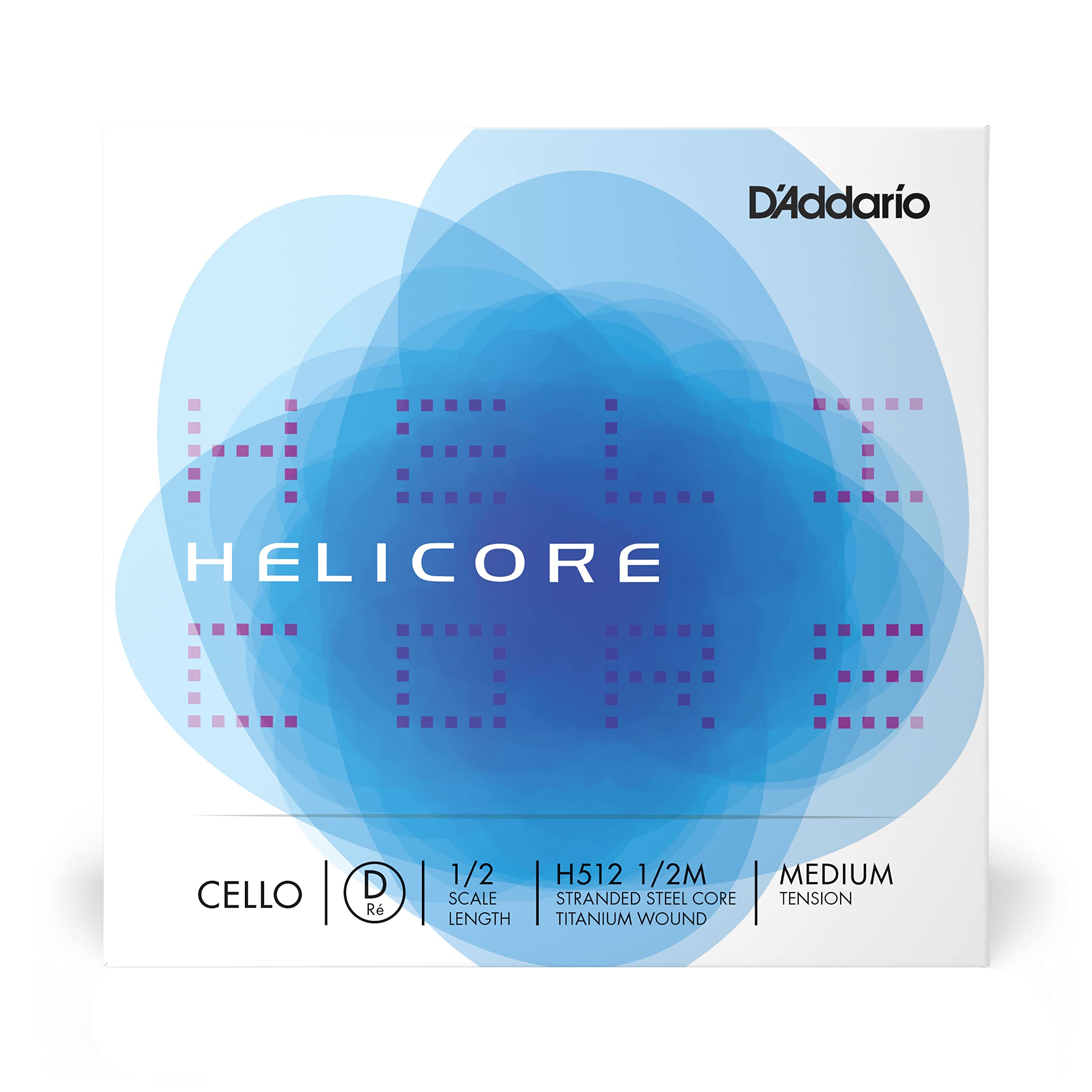 D'Addario H512 1/2M Helicore Cello Single D String, 1/2 Scale, Medium Tension
