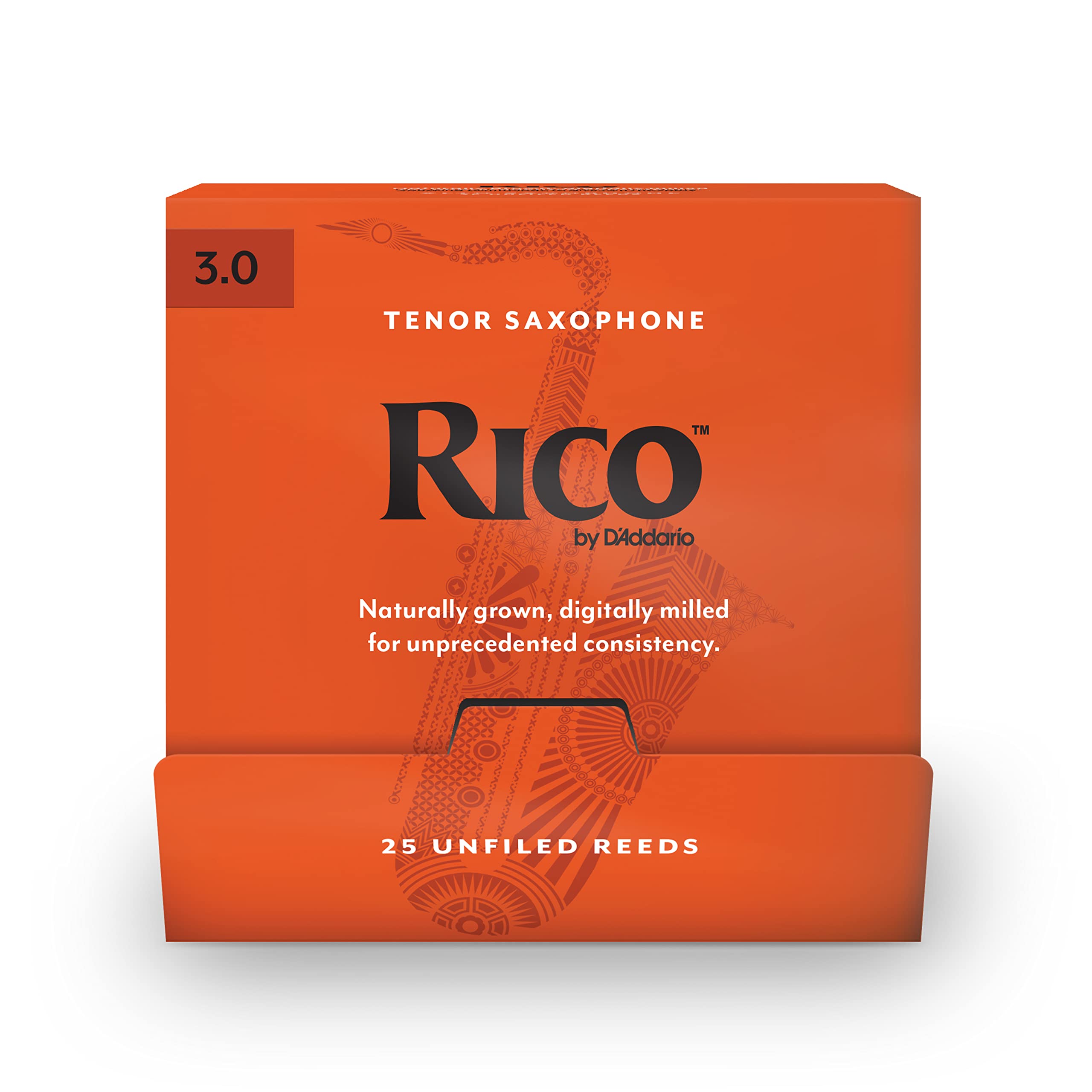 D'Addario RKA0130-B25 Rico Organic Tenor Saxophone Reeds Strength 3.0, 25-Pack