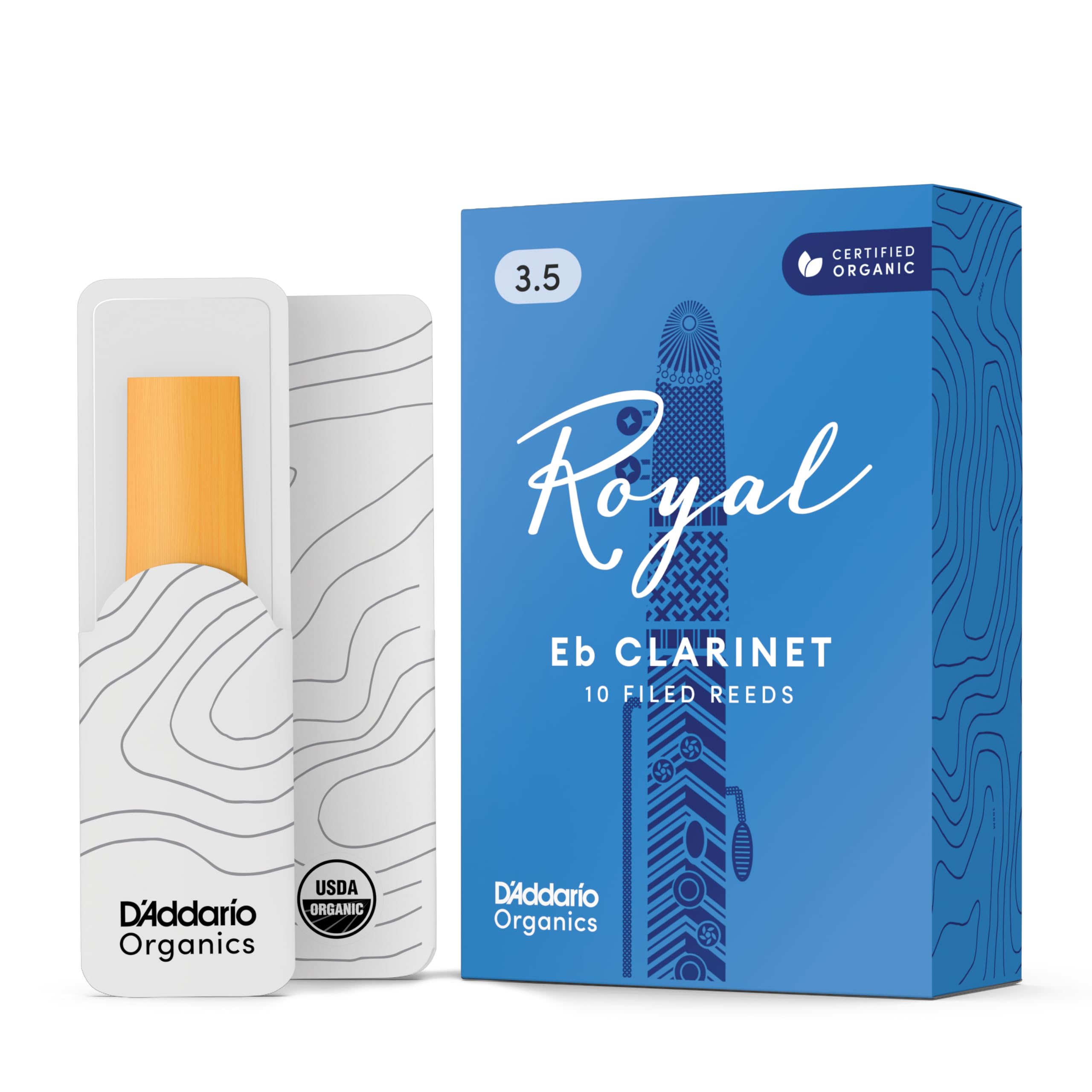 D'Addario RBB1035 Organic Royal Eb Clarinet Reeds, Strength 3.5, 10-Pack