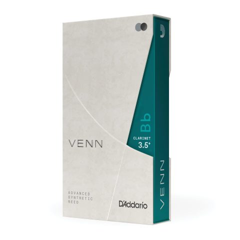 D'Addario VBB01355G2 VENN G2 Synthetic Clarinet Reeds - Bb Clarinet Reed with Advanced Synthetic Reed Construction of Polymer Fibers, Resin, Natural Cane - Strength 3.5+