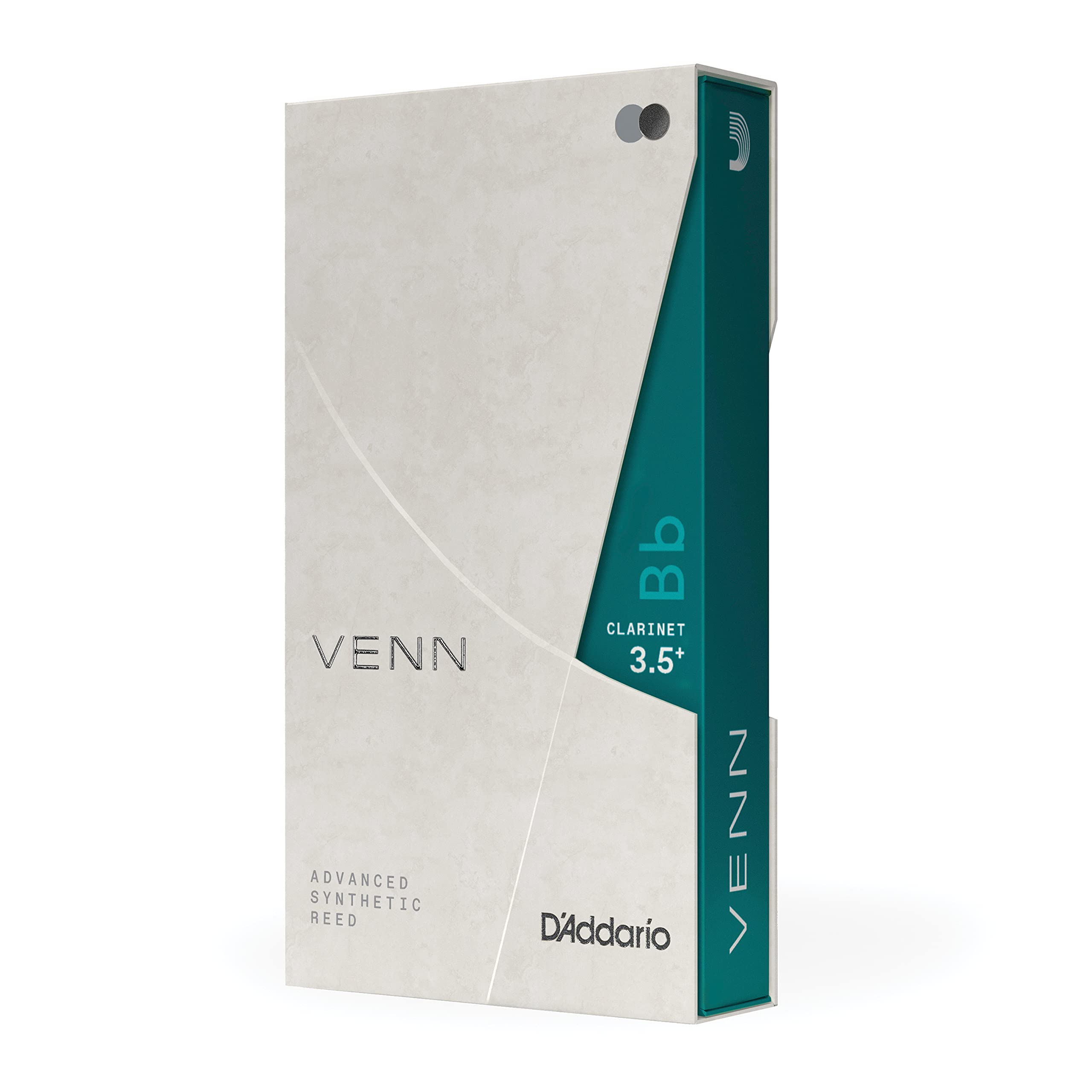D'Addario VBB01355G2 VENN G2 Synthetic Clarinet Reeds - Bb Clarinet Reed with Advanced Synthetic Reed Construction of Polymer Fibers, Resin, Natural Cane - Strength 3.5+