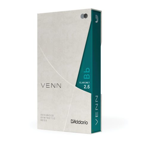 D'Addario VBB0125G2 VENN G2 Synthetic Clarinet Reeds - Bb Clarinet Reed with Advanced Synthetic Reed Construction of Polymer Fibers, Resin, Natural Cane - Strength 2.5