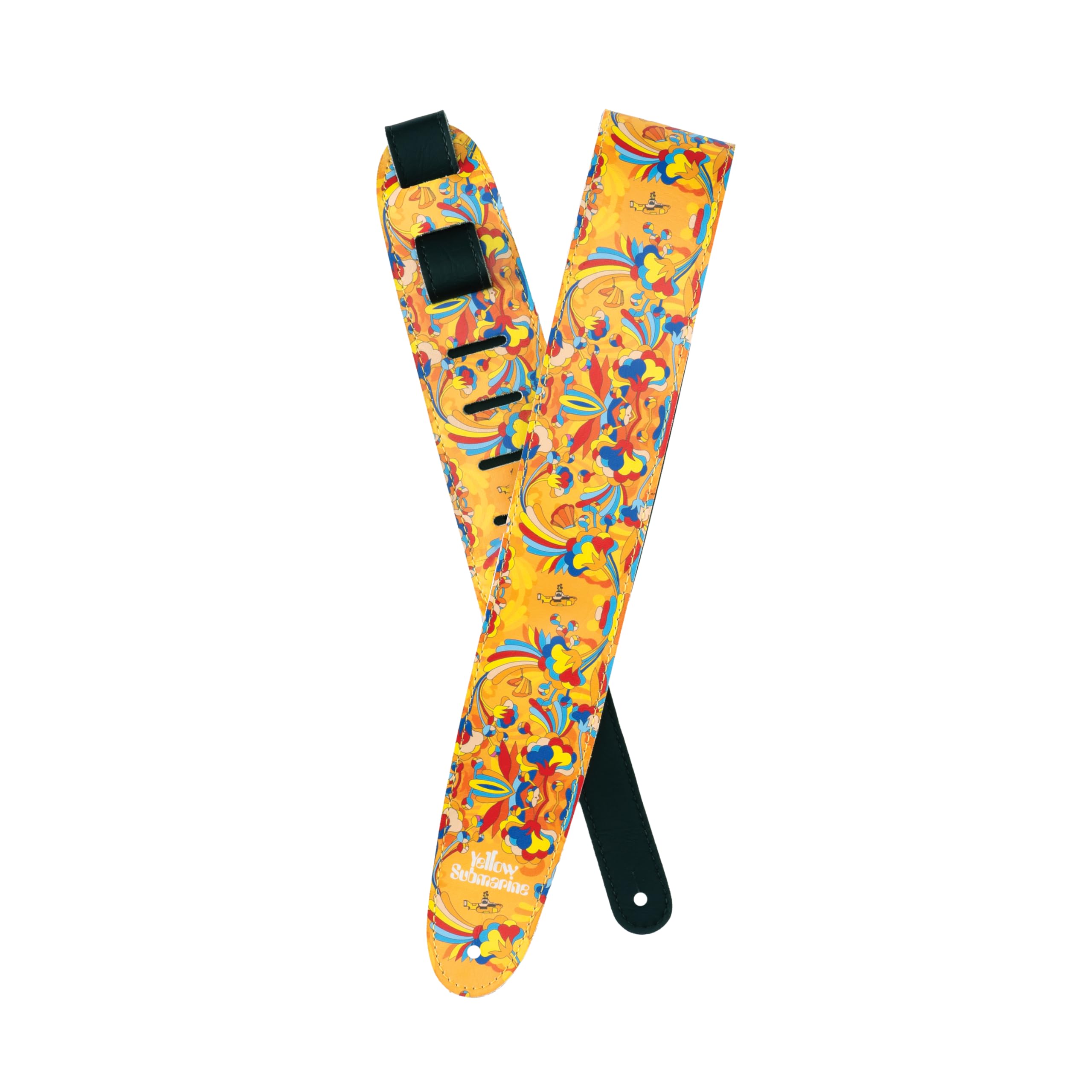 D'Addario 25BYS02 Beatles Guitar Strap - Beatles Guitar Accessories - Vinyl - Yellow Submarine, Primrose Prairie