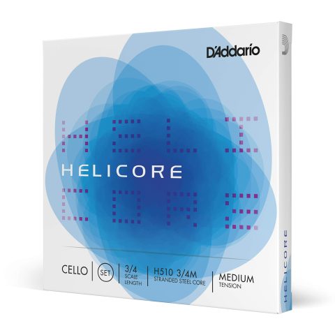 D'Addario H510 3/4M Helicore Cello String Set, 3/4 Scale, Medium Tension
