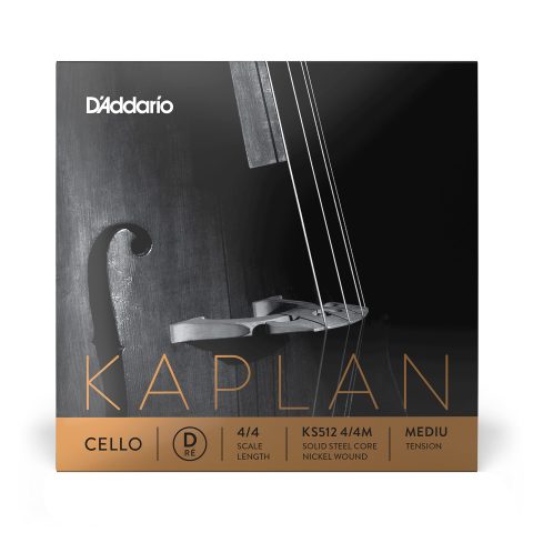 D'Addario KS512 4/4M Kaplan Cello String - Single D String - - Cello Strings - 4/4 Scale, Medium Tension