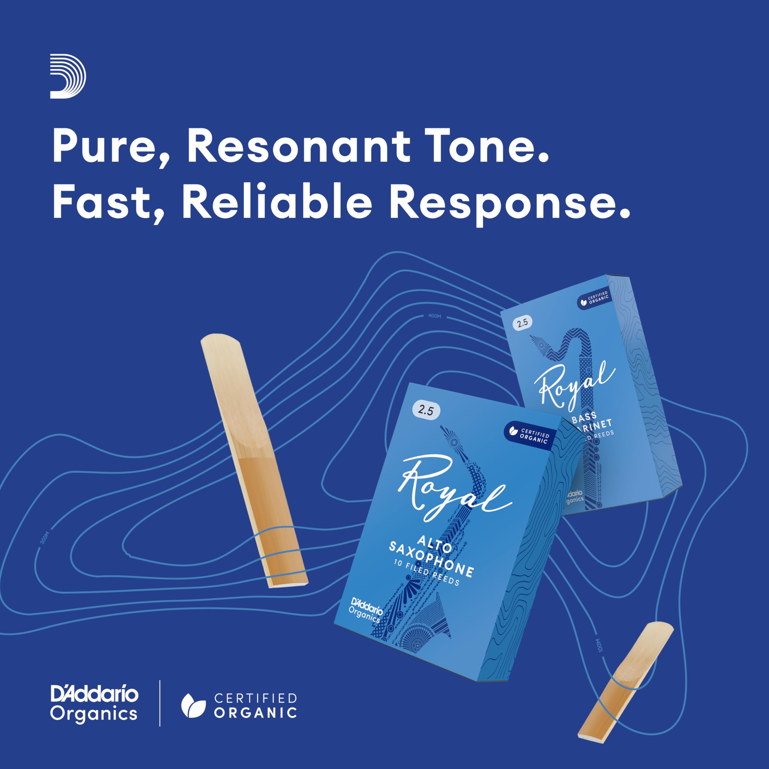 D'Addario RJB1035 Organics Royal Alto Saxophone Reeds Strength 3.5, 10-Pack - Image 4