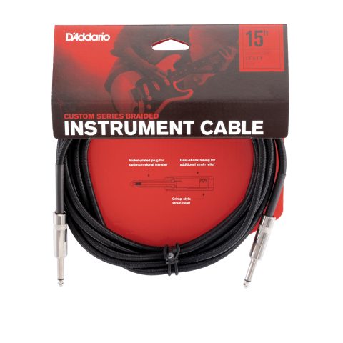 D'Addario PW-BG-15BK Instrument Cable - 15 Feet