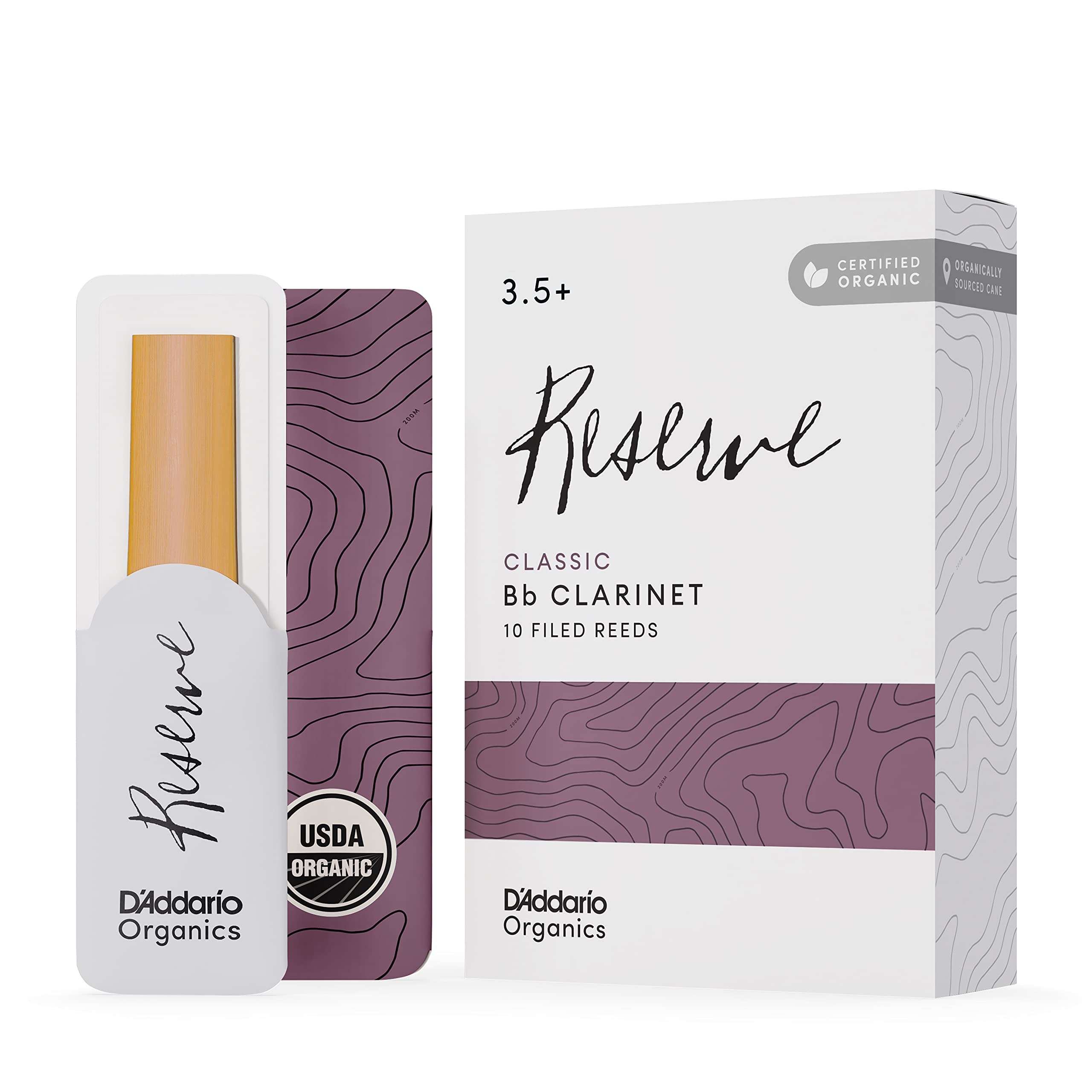 D'Addario ODCE1050 Organic Reserve Evolution Bb Clarinet Reeds - Reeds for Clarinet - Individually Sealed - 5.0 Strength, 10 Pack