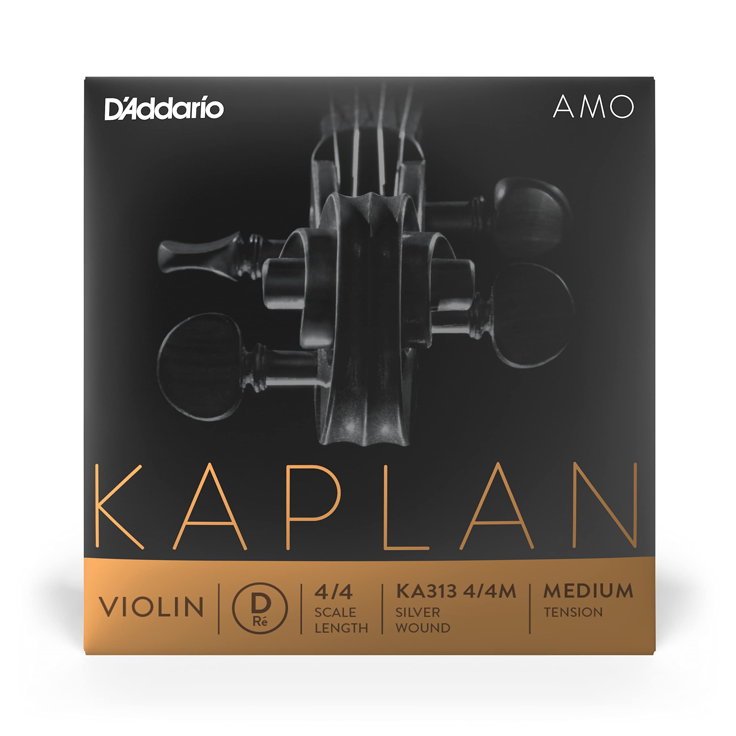 D'Addario KA313 4/4M Kaplan Amo Violin String - Single D String - - Violin Strings - 4/4 Scale, Medium Tension