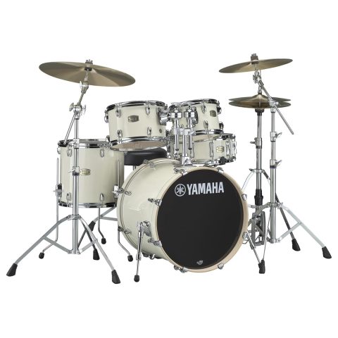 Yamaha SBP0F50CLW Stage Custom Birch 5pc Drum Shell Pack With a 20" Kick Drum and 14? Snare Drum in Classic White For Students and Working Drummers ()