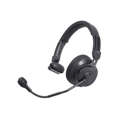 Audio-Technica BPHS2S-UT Single-Ear Broadcast Headset with Hypercardioid Dynamic Boom Microphone, Unterminated, Black