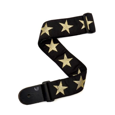 D'Addario 20T05 Woven Nylon Guitar Strap - Gold Star, Adjustable from 35" to 59.5"