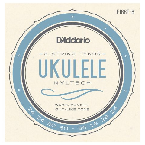 D'Addario EJ88T-6 EJ88T-8 Nyltech Ukulele Strings, 8-String Tenor