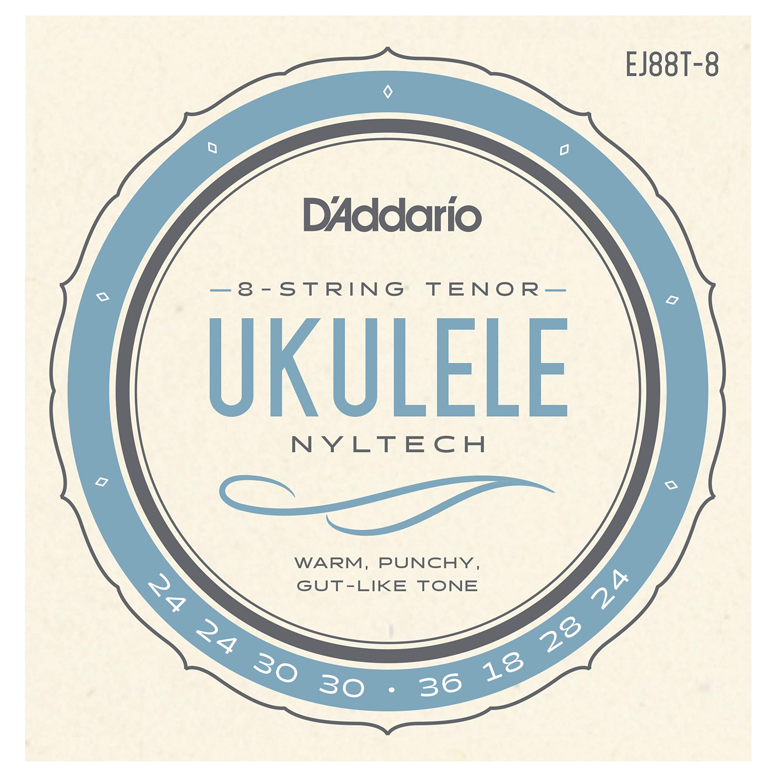 D'Addario EJ88T-6 EJ88T-8 Nyltech Ukulele Strings, 8-String Tenor