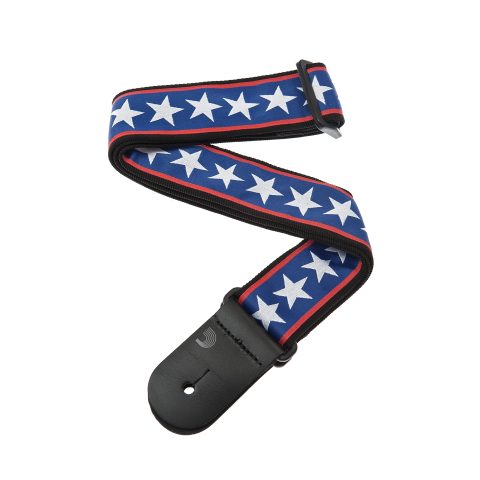 D'Addario 50A10 Guitar Strap, Stars & Stripes, Leather, Woven, Standard