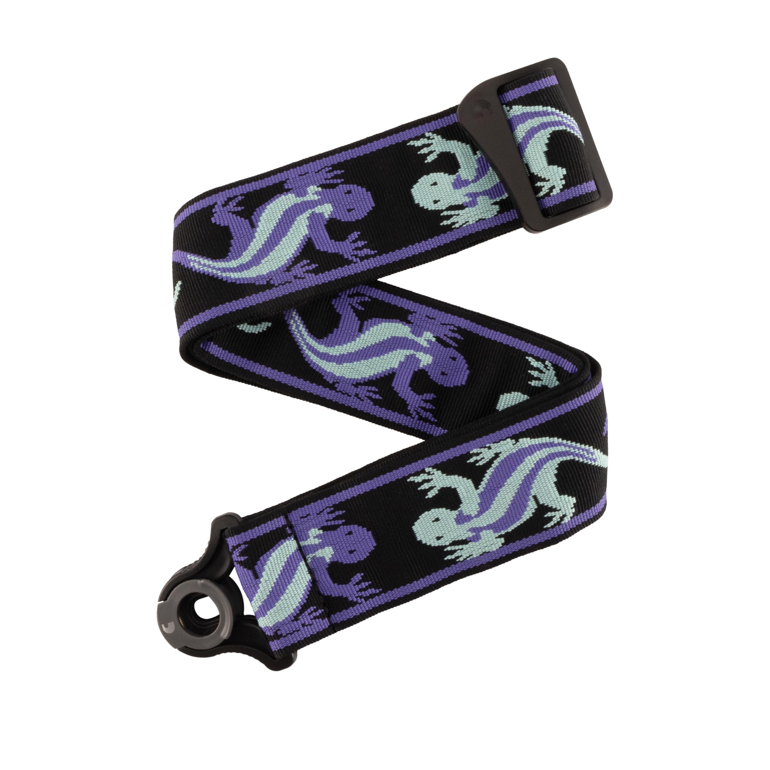 D'Addario 50BALPW02 Auto Lock Guitar Strap - Acoustic & Electric Guitar Accessories - Easy to Use Auto Locking Guitar Straps - Uses Existing Guitar Strap Buttons - Vintage Planet Waves Lizard, Green & Blue