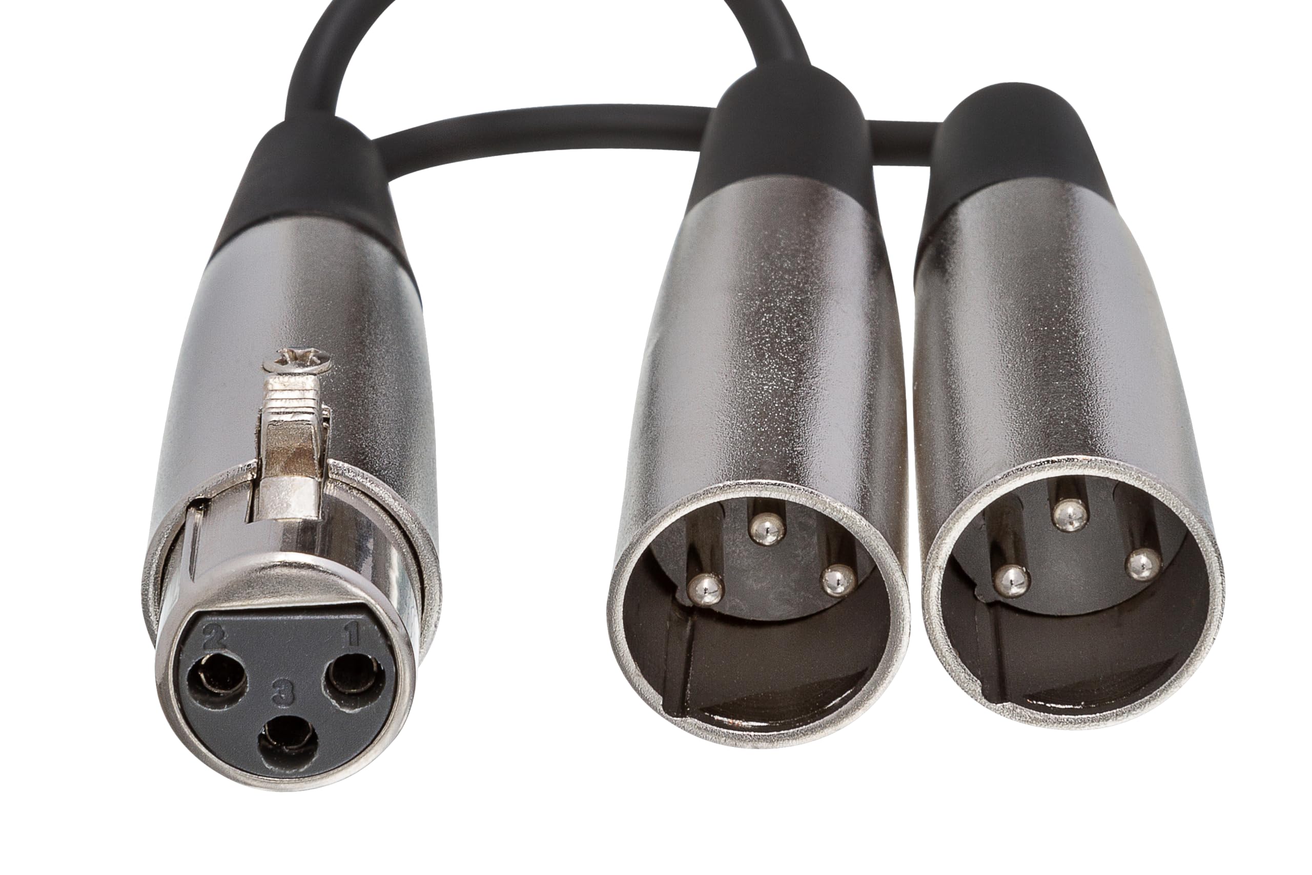 Hosa YXM-121 Y Cable, XLR3F to Dual XLR3M, 6 Inches - Image 2