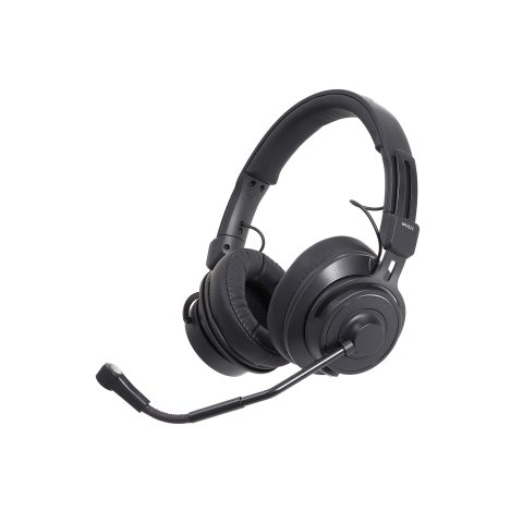 Audio-Technica BPHS2C-UT Broadcast Stereo Headset with Cardioid Condenser Boom Microphone, Unterminated, Black