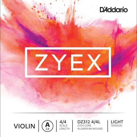 D'Addario DZ312 4/4L Zyex Violin Single A String, 4/4 Scale, Light Tension