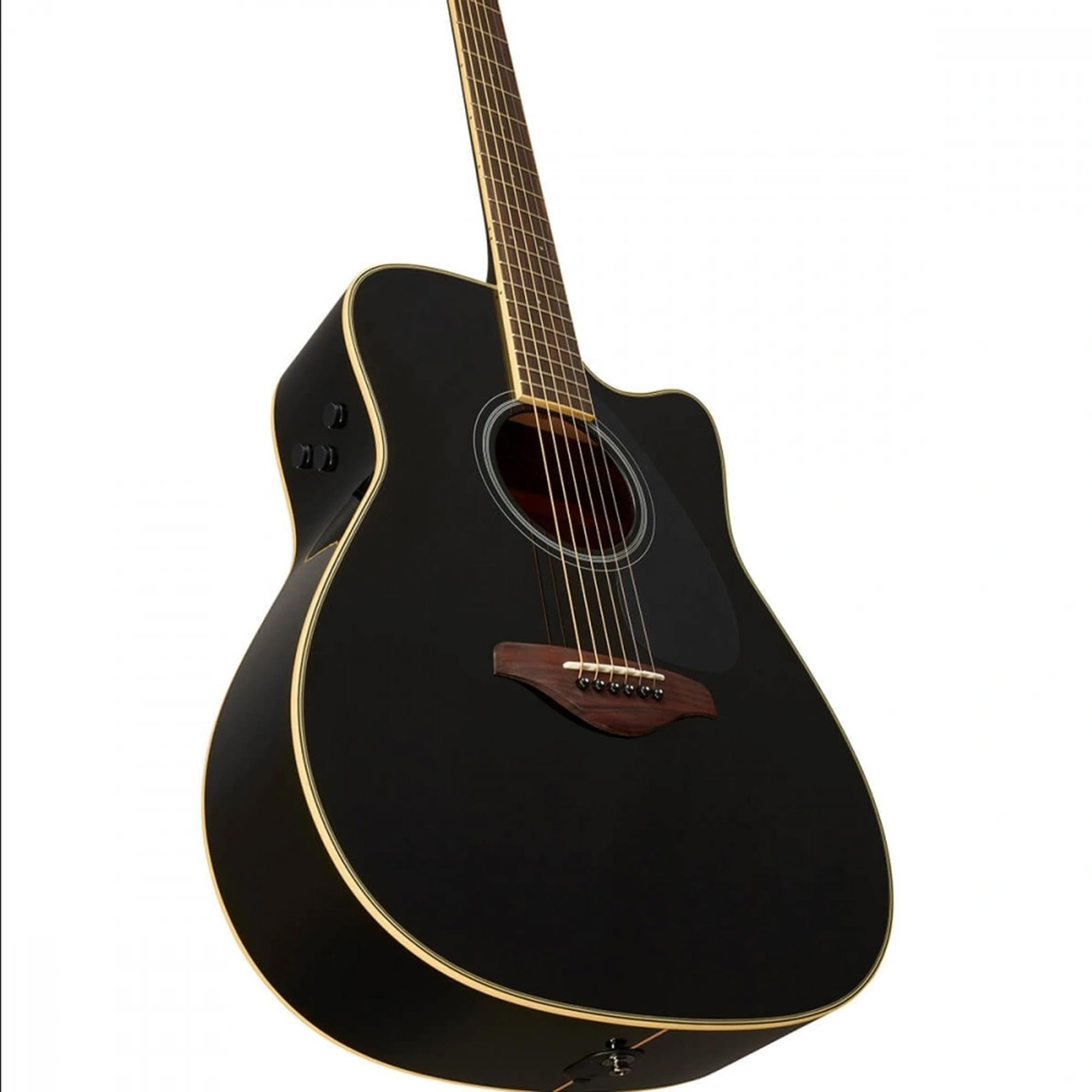 Yamaha FGC-TA BL FGC-TA Dreadnought Cutaway Transacoustic Guitar w/ Chorus and Reverb, Black