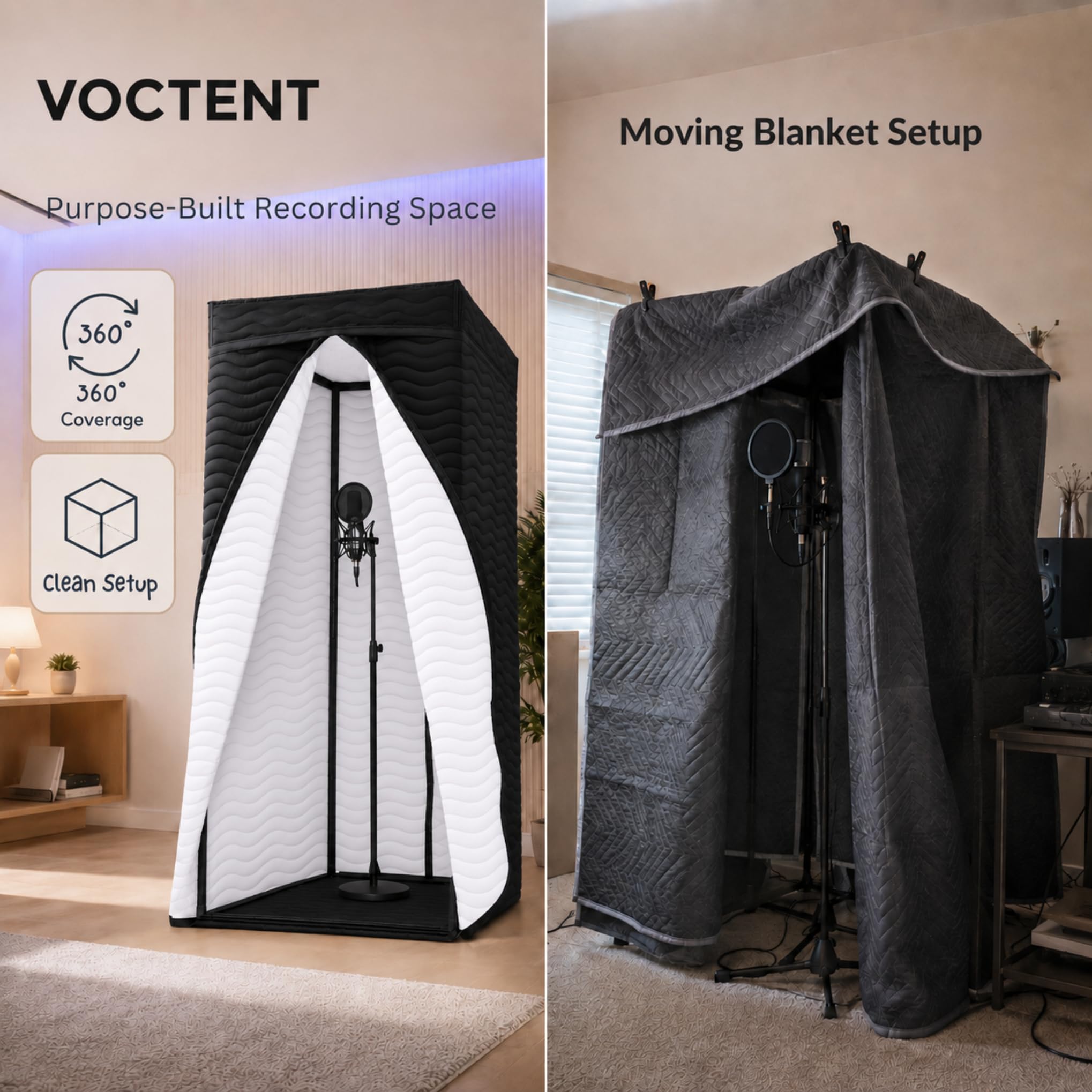 Voctent Portable Vocal Booth for Recording, Sound Booth for Home Studio