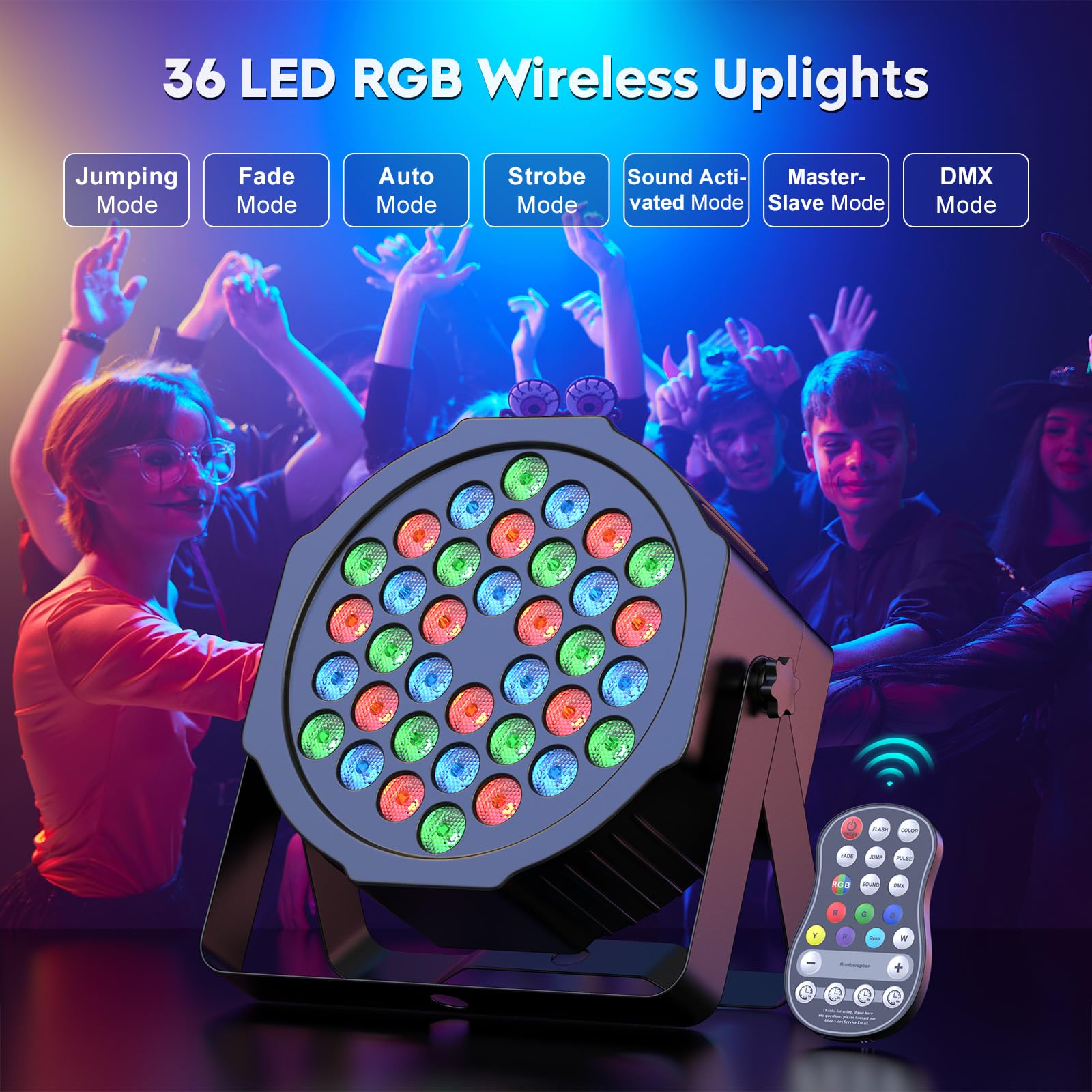 HOLDLAMP Rechargeable Par Lights 36W RGB Battery Powered, Wireless LED Par Lights DJ Uplights Sound Activated& Remote Control for Wedding Events Club Party Church Stage Lighting, 10 Pack