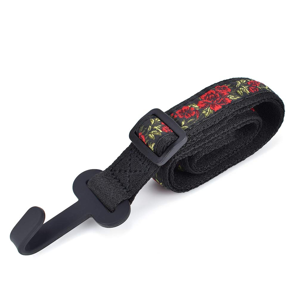 CLOUDMUSIC Ukulele Strap Clip On Red Roses