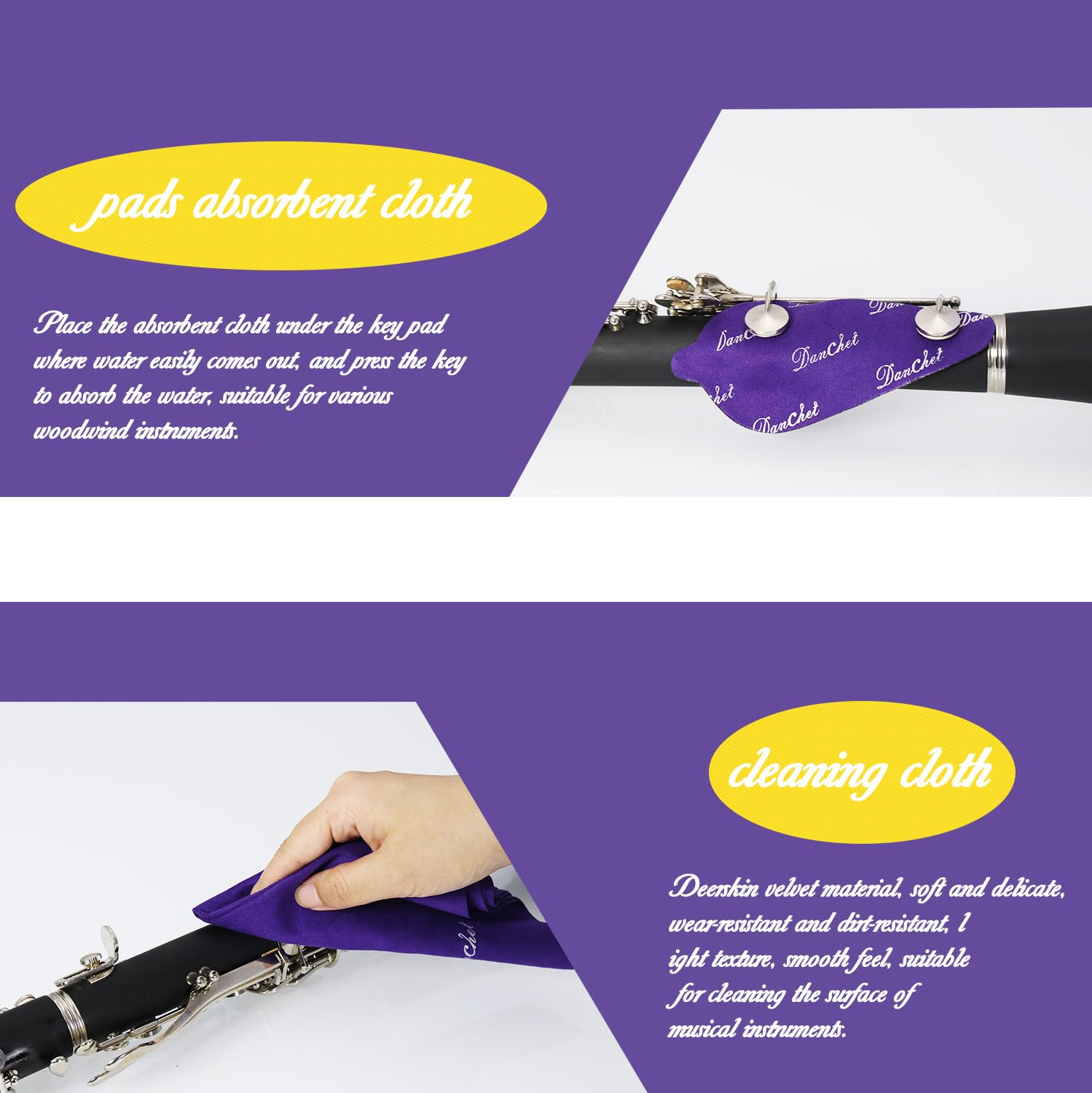 Clarinet Cleaning Kit, Clarinet and Saxophone Care Kit, Key Oil, Cork Grease, Cotton Swabs, Cleaning Cloth, Thumb Rest, Mouthpiece Brush, Screwdriver…