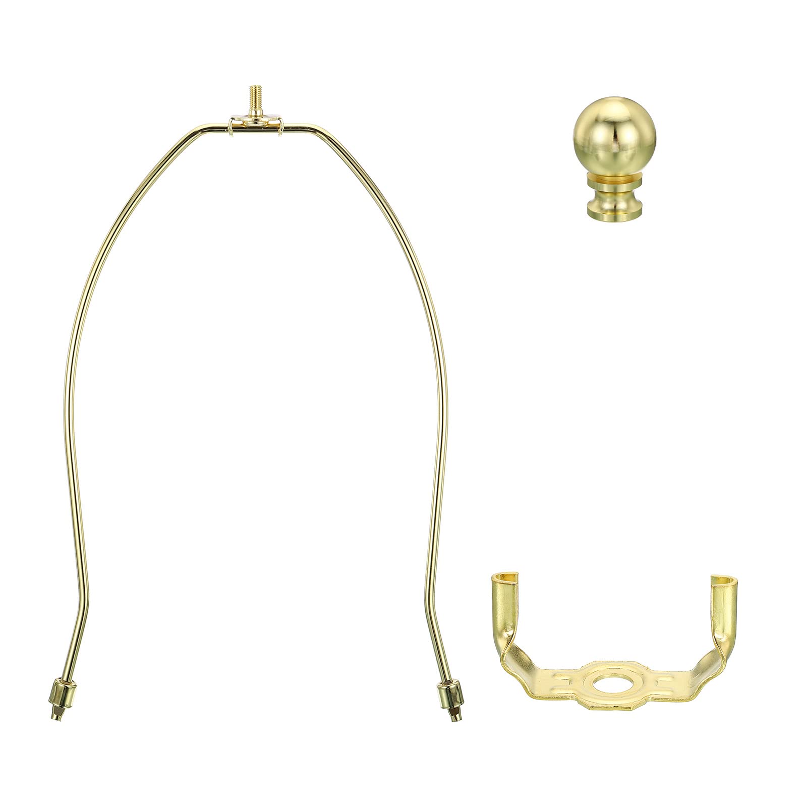 PATIKIL 11 Inch Lamp Harp Kit with Finial, 1 Set Detachable Shade Bracket Holder, DIY Lighting Accessories for Table Floor Lamps, Gold Tone