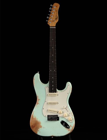 KGD Relic Electric Guitar,Roasted Maple Neck and Rosewood fingerboard,Bone Nut,6-String Relic Guitar,Professional/Full Size/Electric Guitars for Adults (Surf Green)