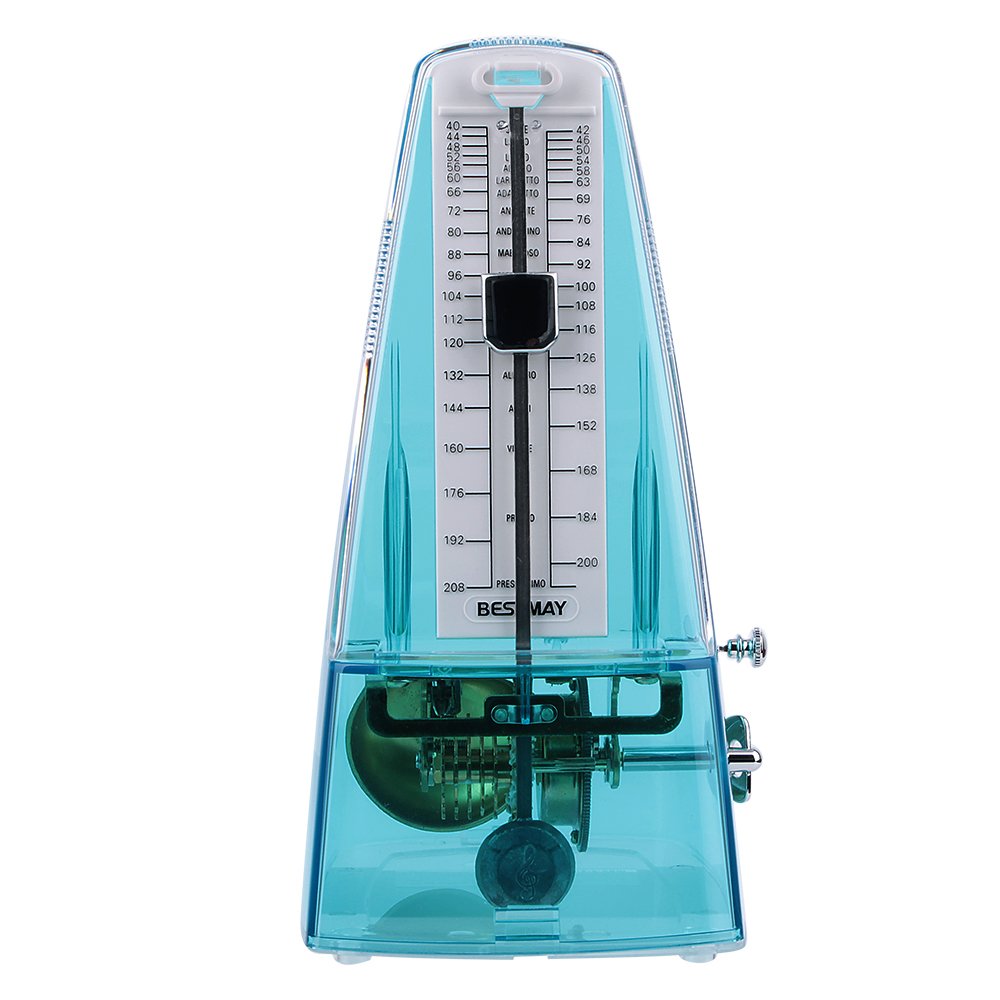 High Quality Loud Pure Sound Mechanical Metronome for Piano Violin Musicians, Transparent Blue