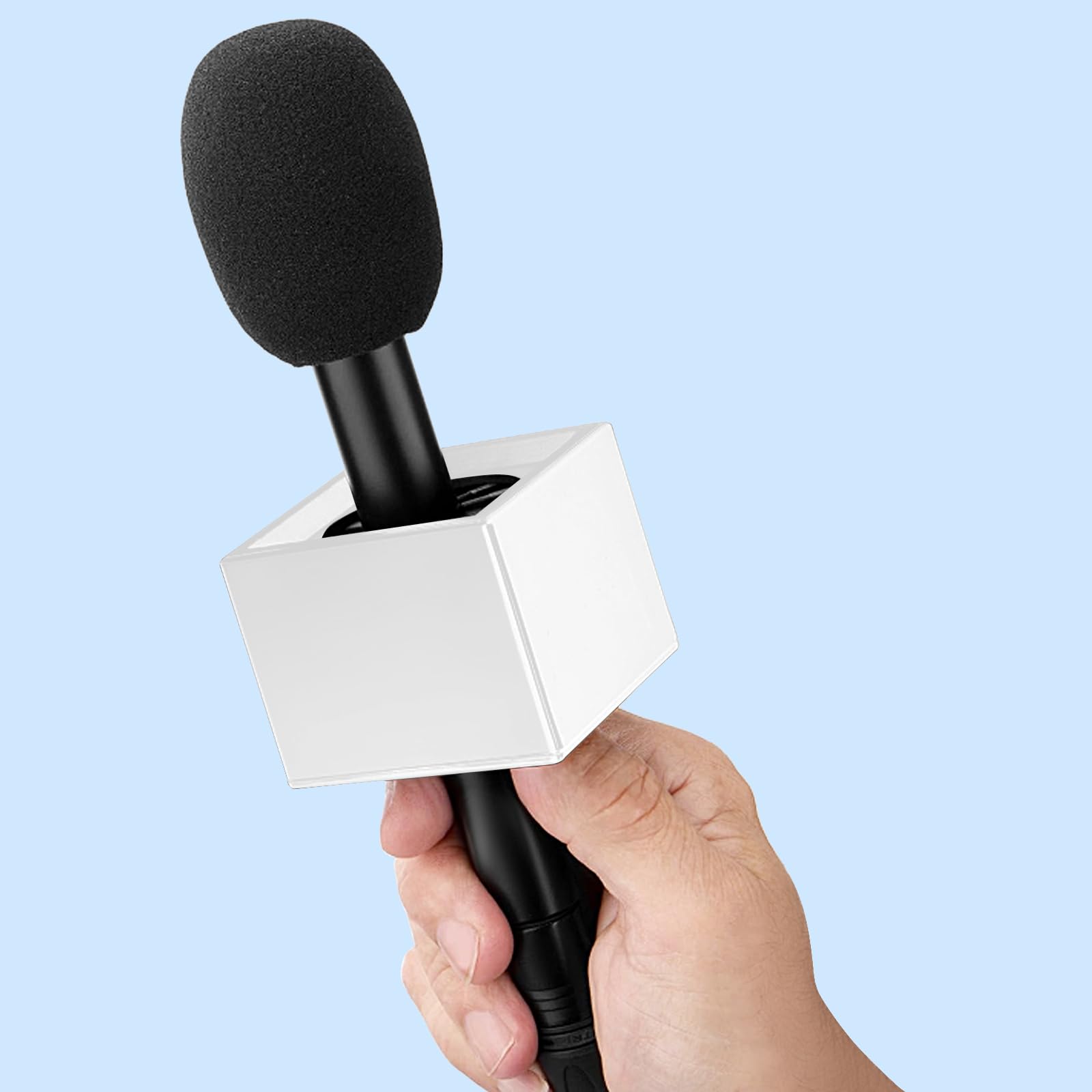 Waziaqoc Microphone Flag Station, Square Cube ABS, White